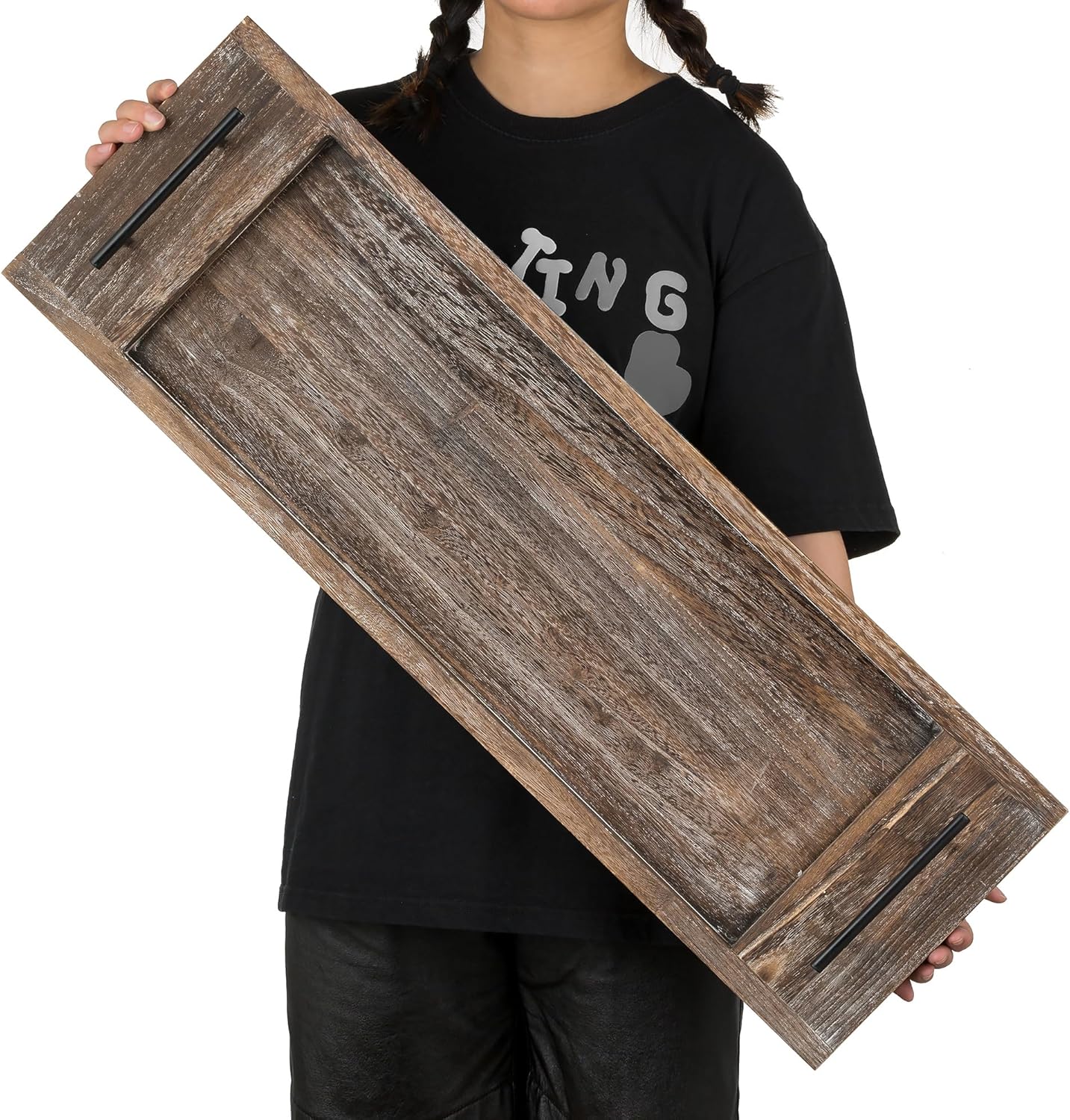 Hanobe Bathtub Tray Bath Caddy: Wood Bath Tub Trays Table Board - Rustic Bathtub Shelf Across Tub - Long Wooden Serving Tray with Handles for Bathroom, 31"