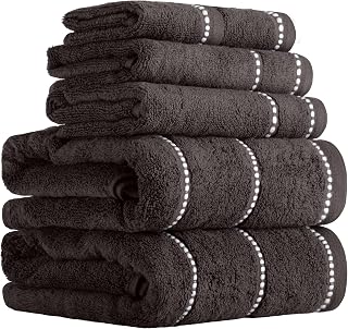 Lavish Home 6 Piece Bathroom Towels Set - 525GSM 100% Cotton Bathroom Essentials - 2 Bath Sheets, 2 Hand Towels, and 2 Wash Cloths for Bath, Shower, Gym, Spa, and Dorm Room (Charcoal)