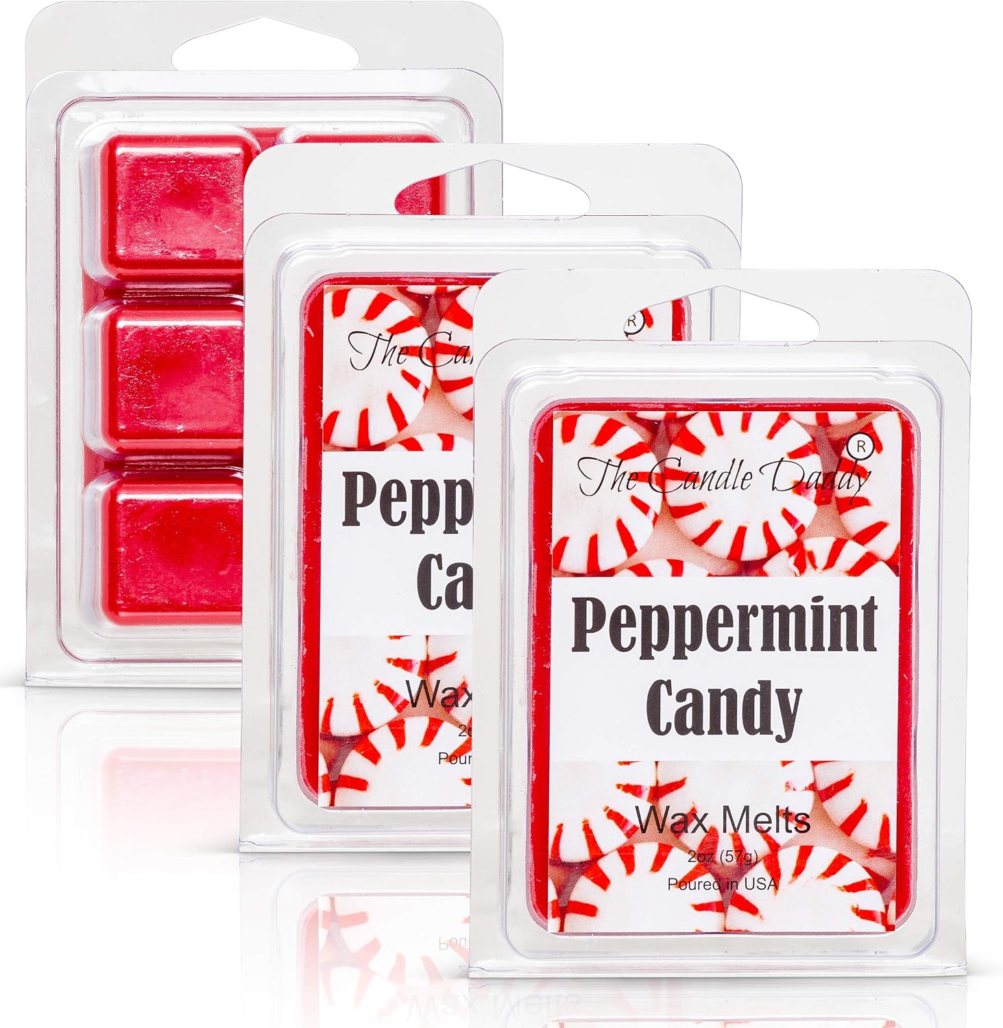 Peppermint Candy - Minty Fresh Scented Melt - Maximum Scent Wax Cubes/Melts- 1 Pack -2 Ounces- 6 Cubes Gift for Women, Men, BFF, Friend, Wife, Mom, Birthday, Sister, Daughter, Long Lasting Wax Tart