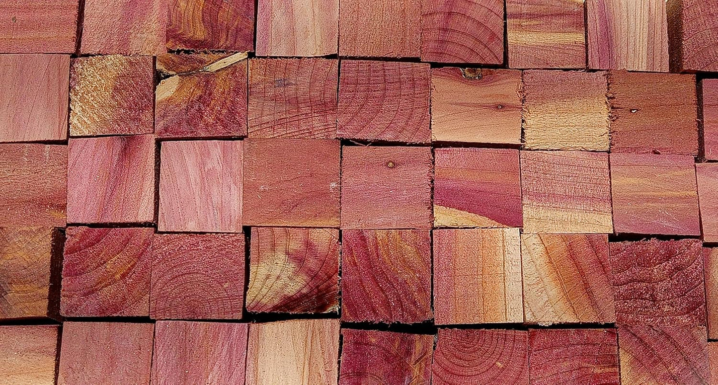 Eastern Red Cedar Wood Cubes 45 Count, Natural Fresh Aromatic Blocks, 1" Inch Diamiter, for Book Shelves, Closets and Storage