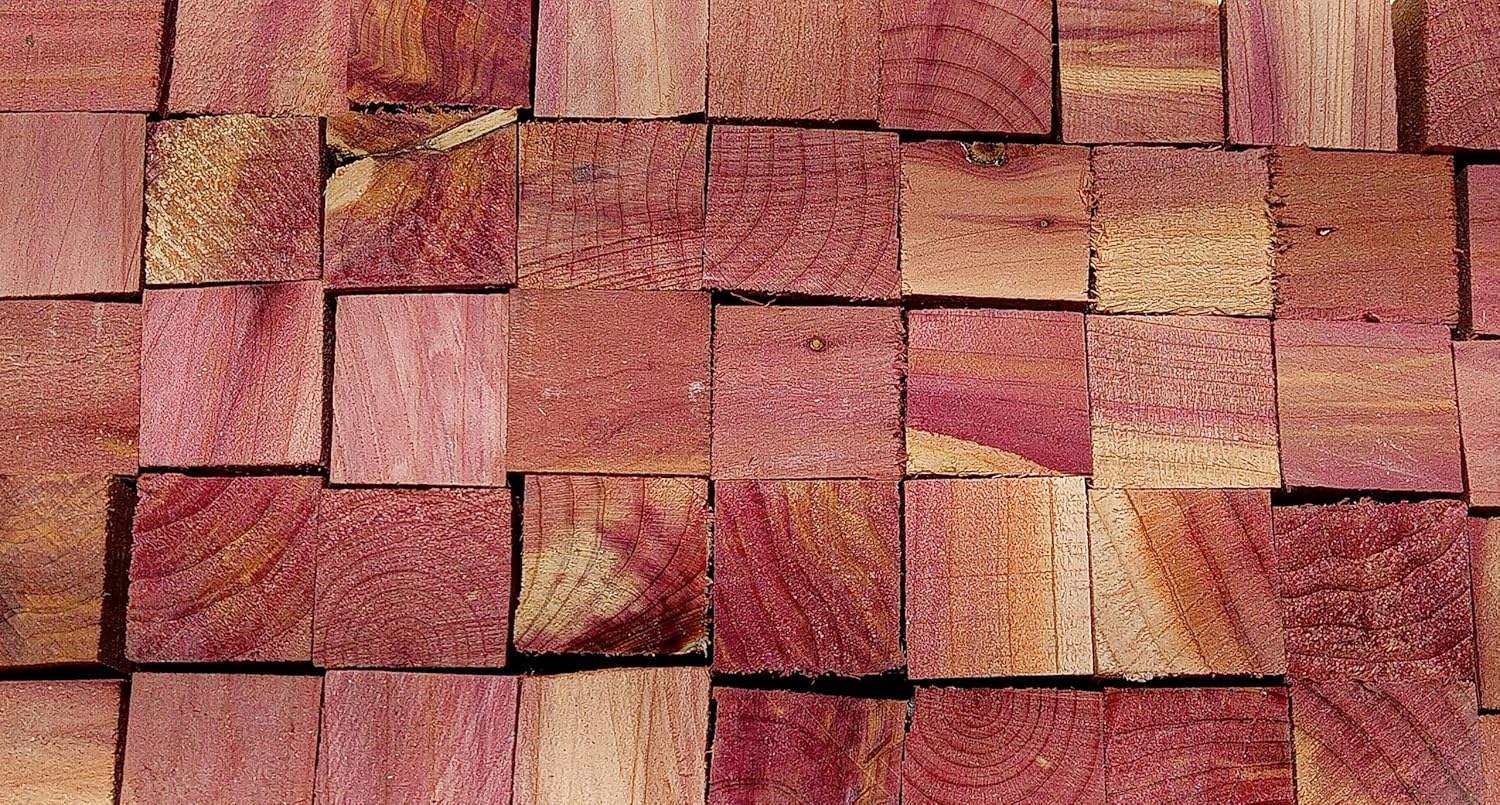 Eastern Red Cedar Wood Cubes 45 Count, Natural Fresh Aromatic Blocks, 1" Inch Diamiter, for Book Shelves, Closets and Storage