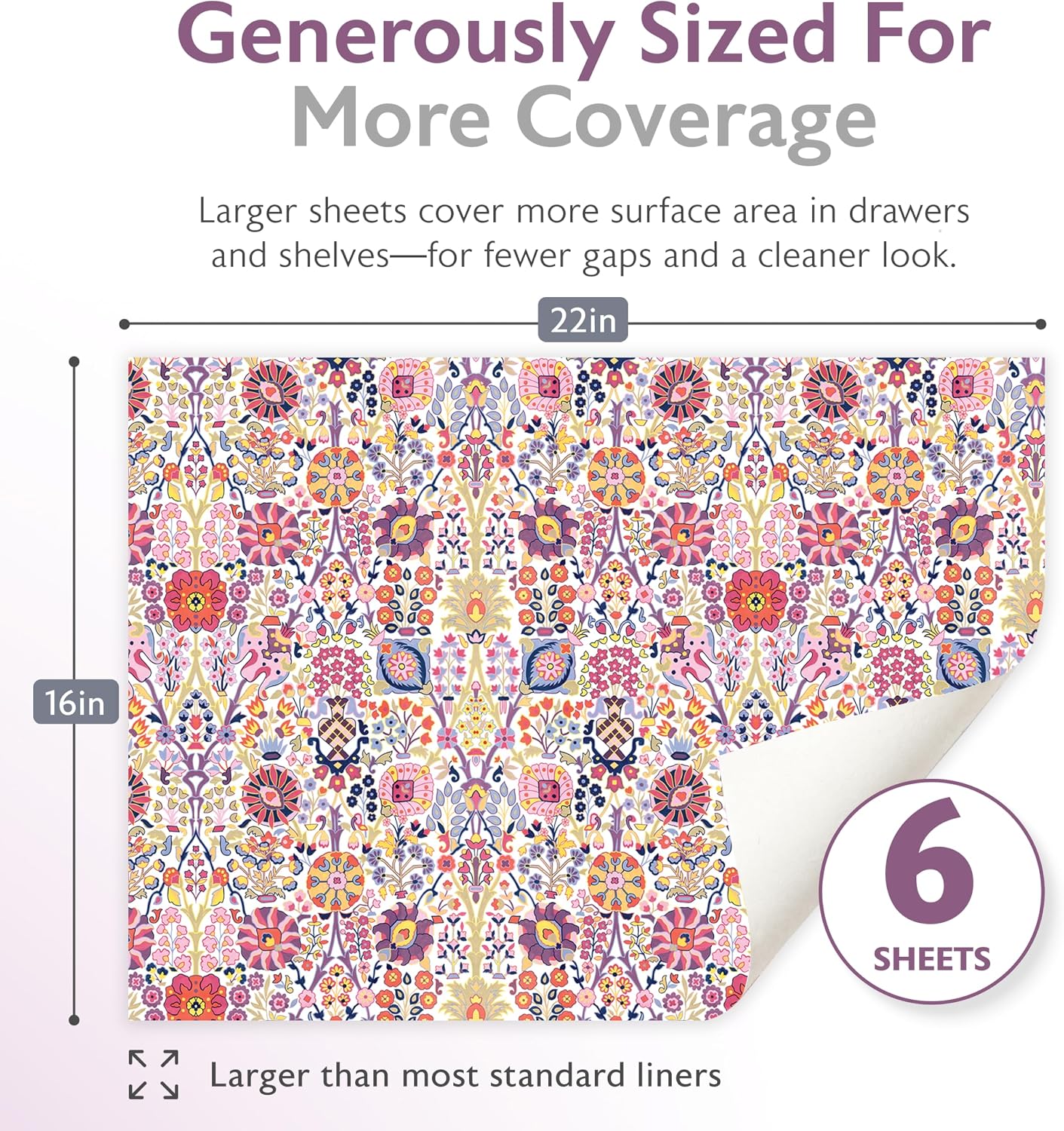 Scented Drawer Liners for Dresser – 6 Large Non Adhesive Dresser Drawer Liner Sheets, 22 x 16 in, Drawer Liners for Kitchen Cabinets & Closet Shelves, Cabinet Liner & Shelf Paper (Summer Florals)