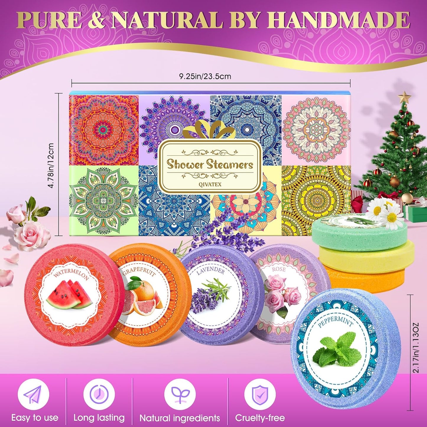Qivatex Shower Steamers Aromatherapy, SPA Relaxation Shower Bombs for Women | Great Birthday Gifts for Women, Mom, Wife, Sister and Teen girls. Ideal Present for Christmas and Daily Relaxation