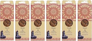 Hosley Myrrh Backflow Brown Incense Cones, Long Lasting Aroma for Positivity & Pure Air, Wood Powder, Aromatherapy for Stress Relief, Air Purifier & Cleansing, Gift Set - Pack of 120 Pcs Cones