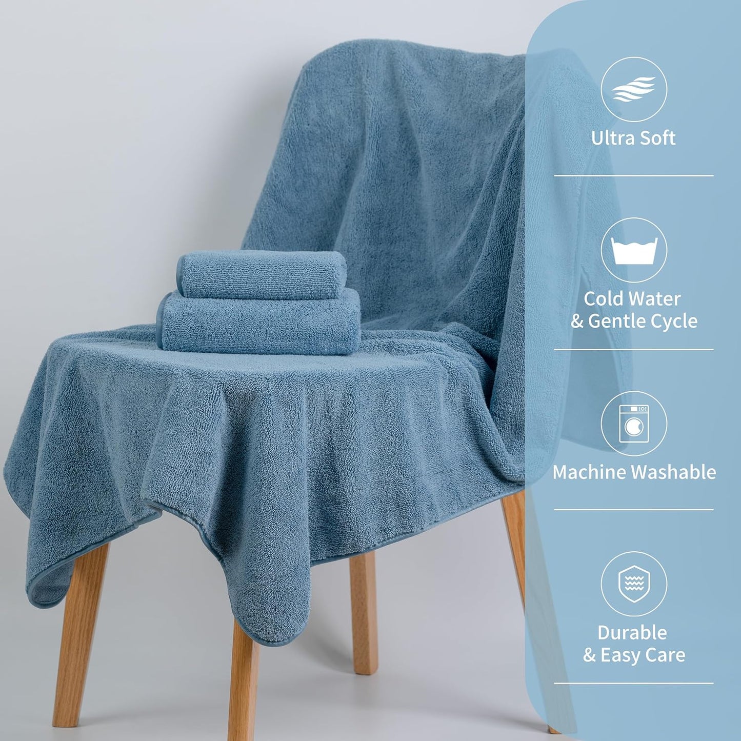 MICROFI New Microfiber Bath Towel Set, 3 Piece, Oversize, Quick Dry, Lint Free, Includes Body, Hand and Face Towels