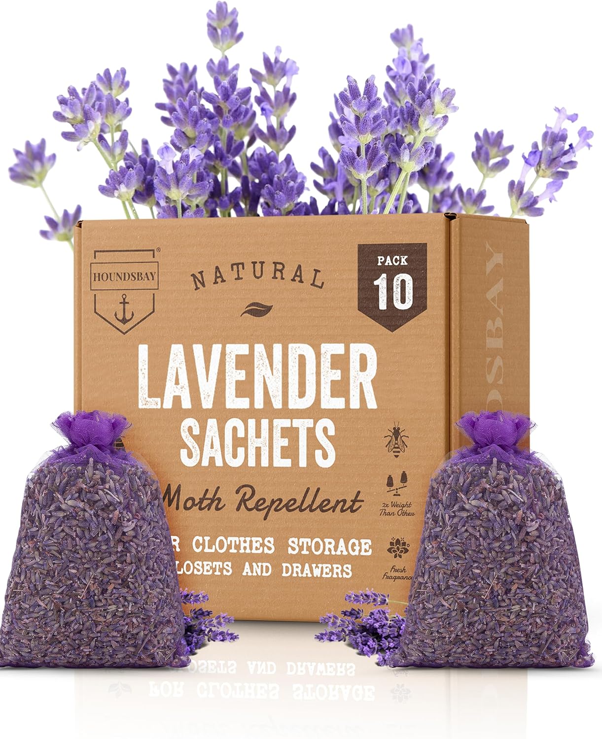 10 Lavender Sachet Bags, Fully Stuffed Scented Sachets, Perfect for Closets, Drawers, Cars, Gym Bags, or Anyplace that Needs to Smell Better