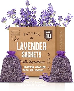 10 Lavender Sachet Bags, Fully Stuffed Scented Sachets, Perfect for Closets, Drawers, Cars, Gym Bags, or Anyplace that Needs to Smell Better