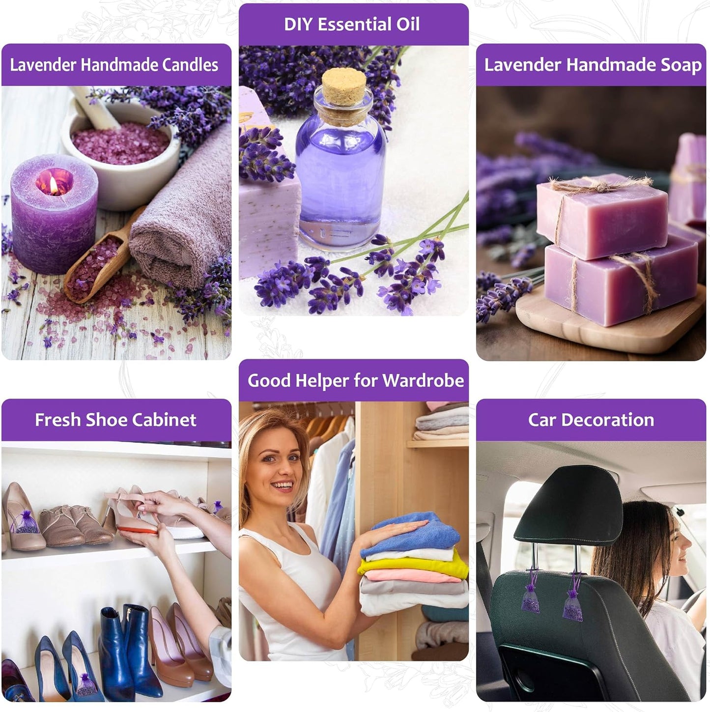 Lavande Sur Terre Bag of 50 Sachets Dried Lavender Flower Lavender Sachets for Drawers and Closets, LV-B-3