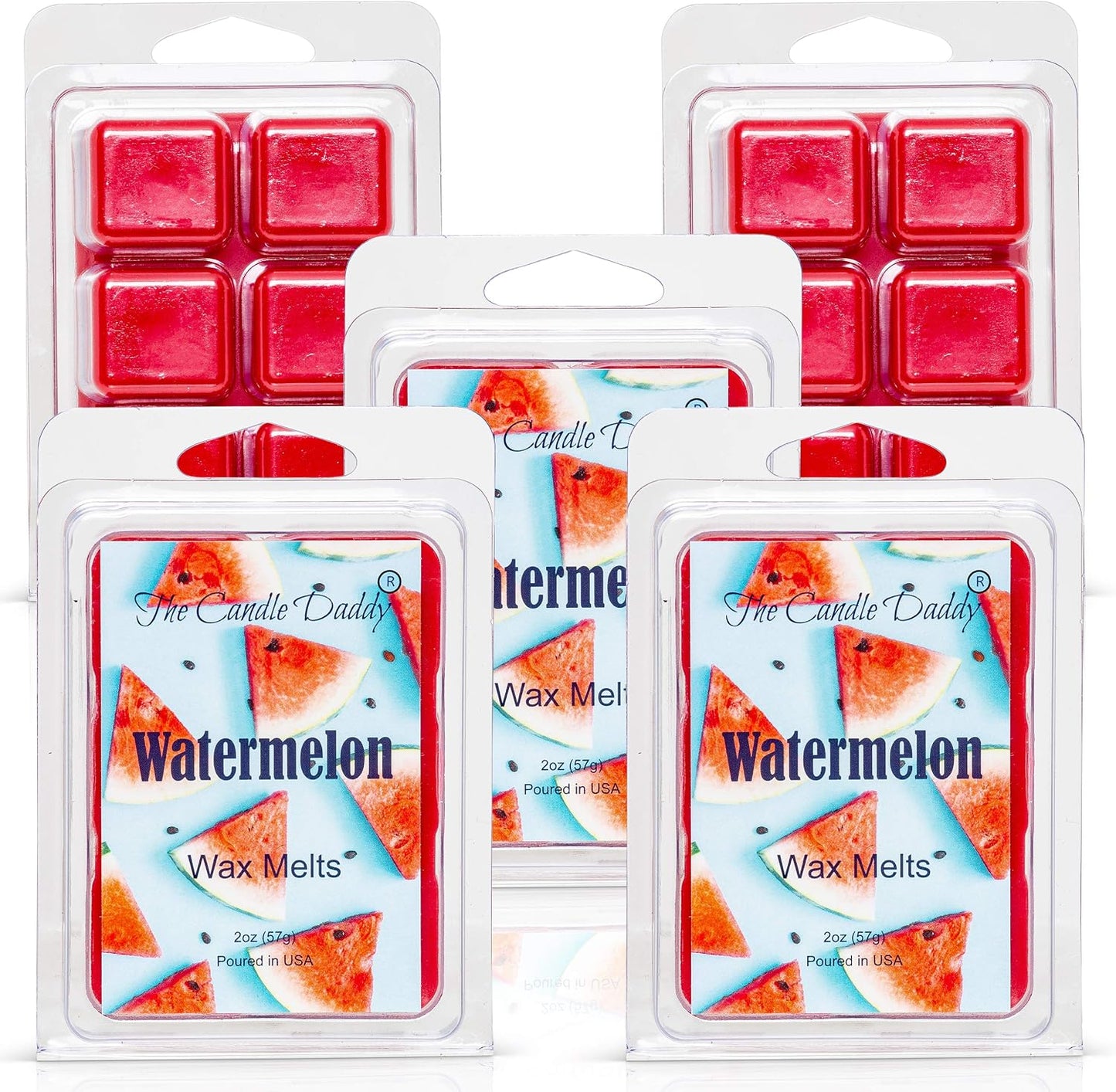 Watermelon - Sweet, Sugary Fruit Scented Melt- Maximum Scent Wax Cubes/Melts- 1 Pack -2 Ounces- 6 Cubes Gift for Women, Men, BFF, Friend, Wife, Mom, Birthday, Sister, Daughter, Long Lasting Wax Tart