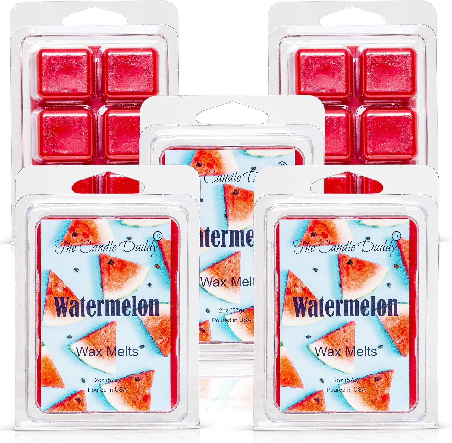 Watermelon - Sweet, Sugary Fruit Scented Melt- Maximum Scent Wax Cubes/Melts- 1 Pack -2 Ounces- 6 Cubes Gift for Women, Men, BFF, Friend, Wife, Mom, Birthday, Sister, Daughter, Long Lasting Wax Tart