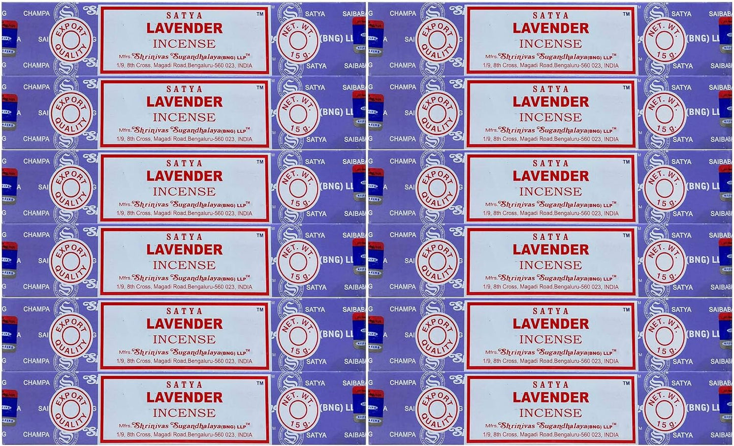 Satya Nag Champa Lavender Incense Sticks, 12 Count