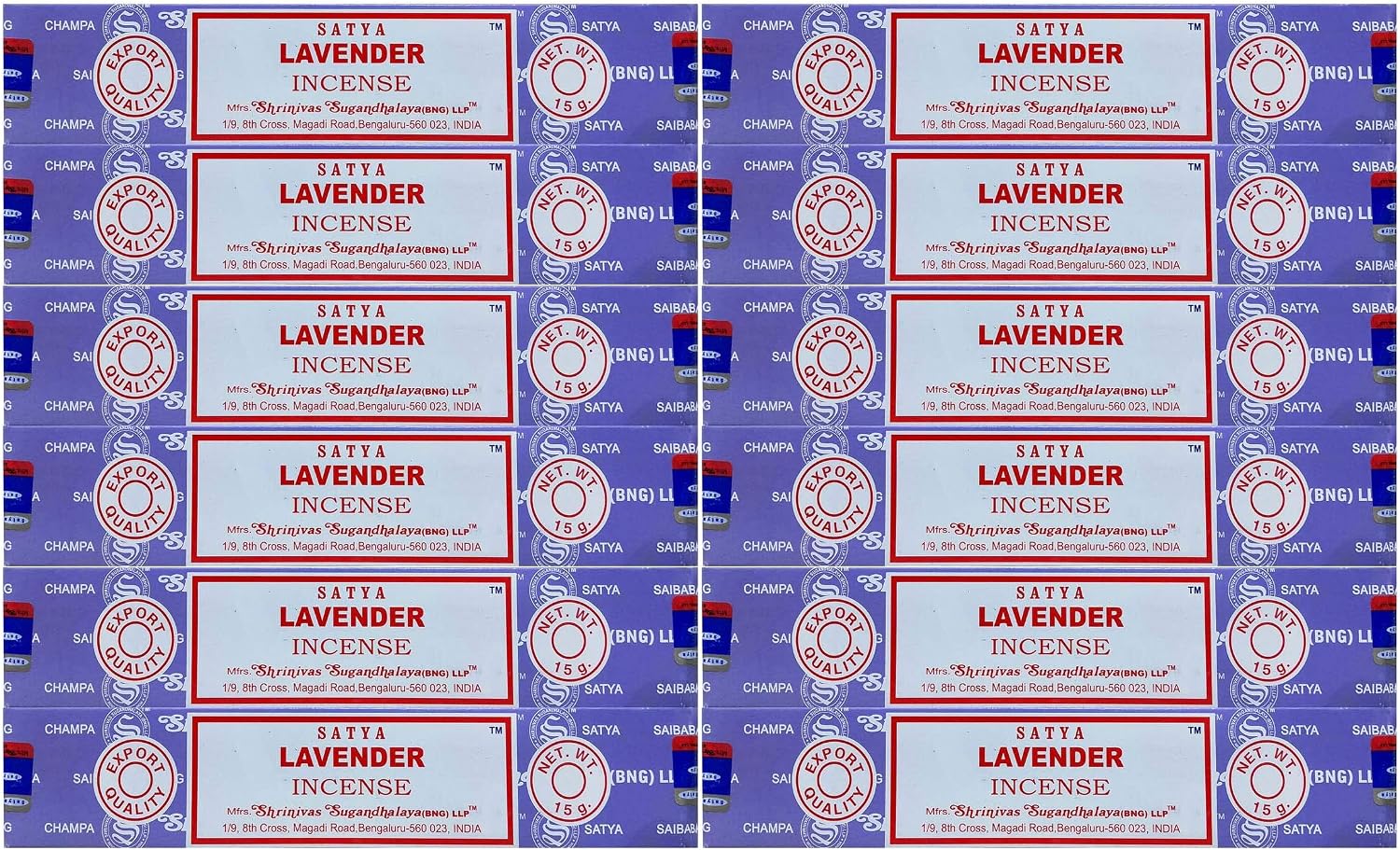 Satya Nag Champa Lavender Incense Sticks, 12 Count