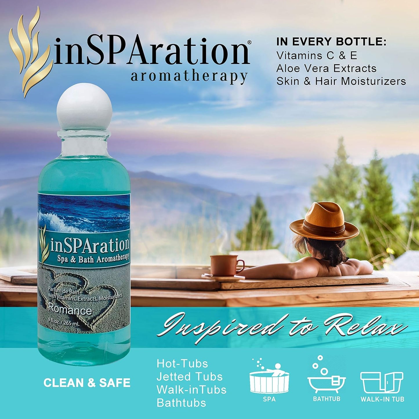 InSPAration 106X Spa and Bath Aromatherapy Liquid, 9 oz, Romance