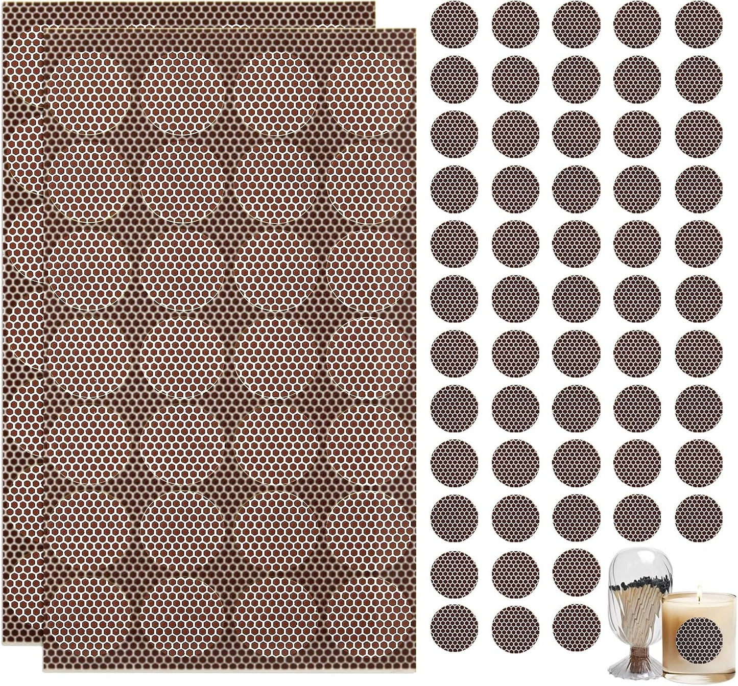 56 PCS Match Striker Stickers, 1" Match Striker Paper with Adhesive, Ideal for Fireplace Matches (Brown)