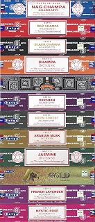 Satya Bangalore (BNG) Set of 12 Nag Champa, Red Champa, Black Champa, Champa, Super Hit, Darshan, Neem Forest, Arabian Musk, Jasmine, Gold, French Lavender, Mystic Rose Incense Sticks, VarietyPack06