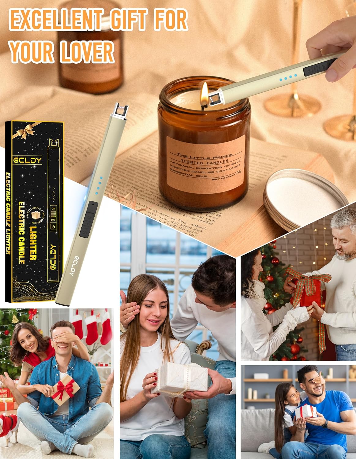 Electric Candle Lighter, USB Arc Rechargeable Windproof Long Lighter for Candle, Best Stocking Stuffers 2025, Birthday Gift for Women Men Mom Wife Sister, Gift for Sister