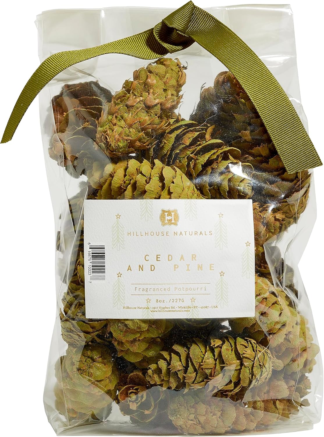 Hillhouse Naturals - Potpourri Pine Cones - Fragrant Versatile Potpourri Bowl Filler & Winter/Holiday Decor - with Pine, Cedar & Citrus Peel - Made in the USA - Green - Cedar & Pine Scent - 8 oz