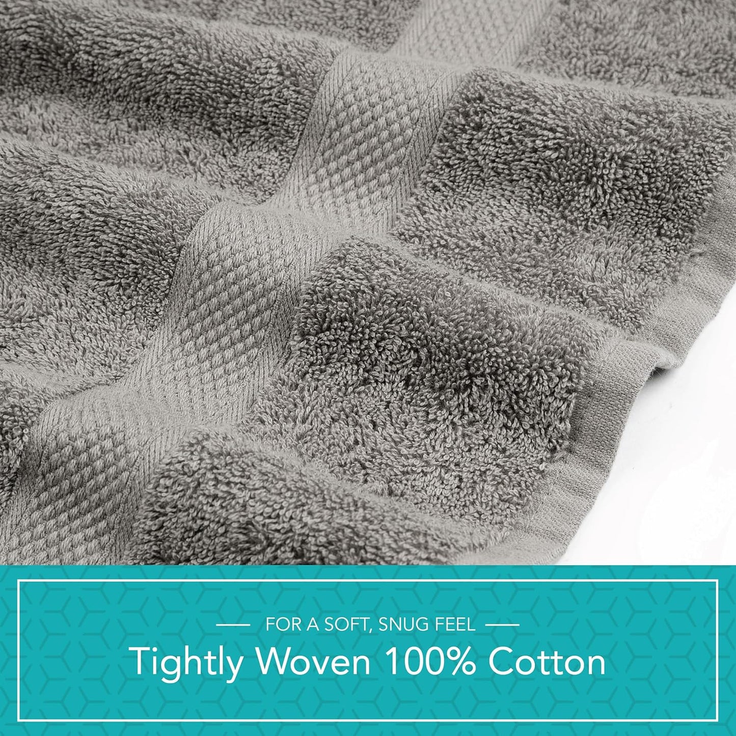 Pleasant Home Bath Towels Set of 6 (24” x 50”) 100% Cotton, 515 GSM | Lightweight, Soft & Highly Absorbent Luxury Towels for Bathroom | for Gym, Pool & Spa | 6 Pack, Gray