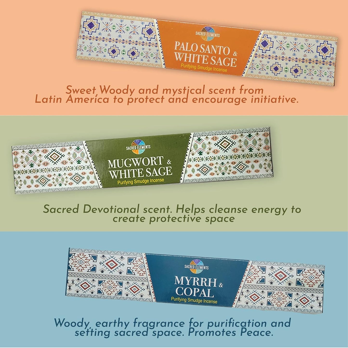 Cleansing Incense Sticks Variety Pack - 6 Masala Incenses - White Sage, Lavender, Myrrh, Copal Mexico & Palo Santo Incense Sticks | Inciensos para Sacar Malas Energias