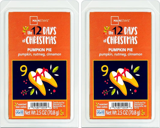 Mainstays 12 Days of Christmas Scented Wax Cubes 2.5oz 2-Pack (Day 9 Pumpkin Pie)