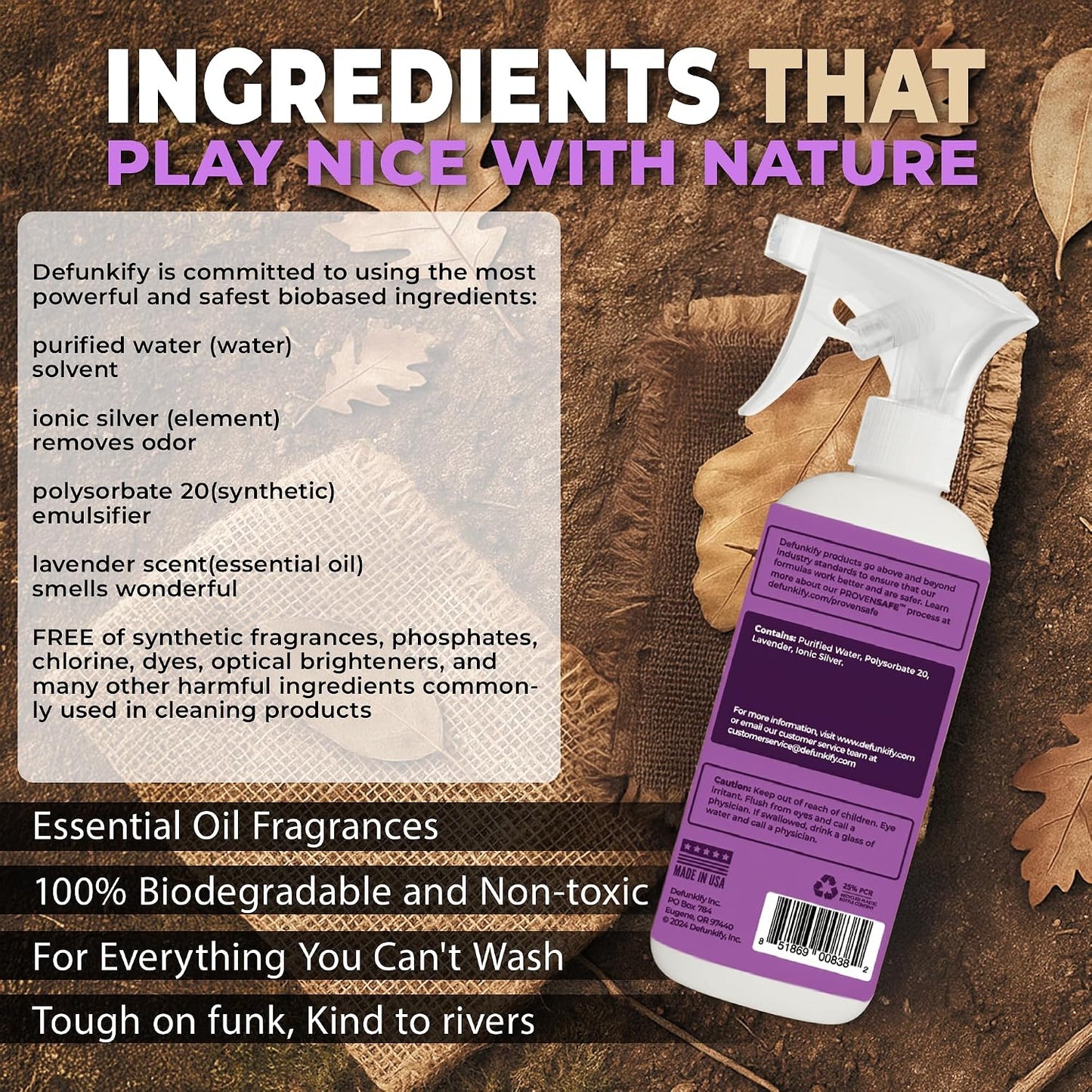 Fabric Freshener Spray, 32oz. 'Lavender' Odor Remover Spray. Shoe Deodorizer, Carpet Deodorizer, Odor Eliminator for Strong Odors Cleaning Supplies. ProvenSafe™ Fabric Freshener for Sensitive Gear