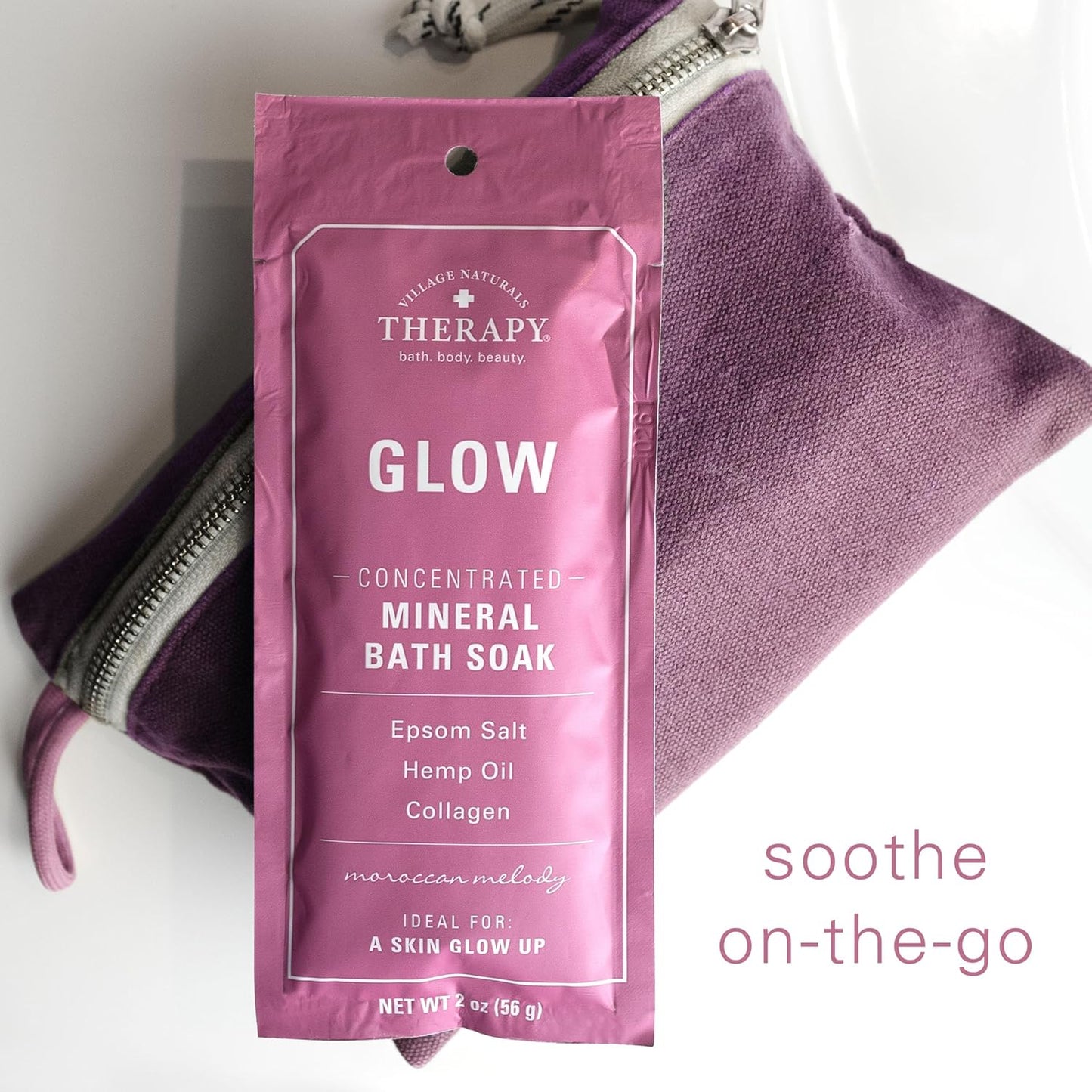 Village Naturals Therapy Glow Concentrated Mineral Bath Soak, Moroccan Melody Scent, 2 oz, Pack of 12