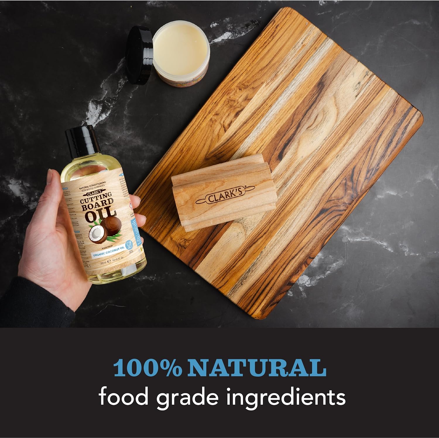 CLARK'S Cutting Board Oil - Coconut Extract Oil for Cutting Board - Made with Fractionated Coconut Oil for Kitchen Countertops, Butcher Blocks, Wooden Bowls and Utensils