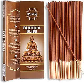Buddha Bliss Incense Sticks - Pack of 100 Inscents-Sticks - Made with Natural Non Toxic Raw Ingredients - Meditation Insence Indian Spiritual Agarbatti Inciensos Aromaticos