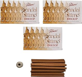 Padmini Incense Ultimo Sandalwood Dhoop Sticks (3 Pack - Total 45 Sticks)