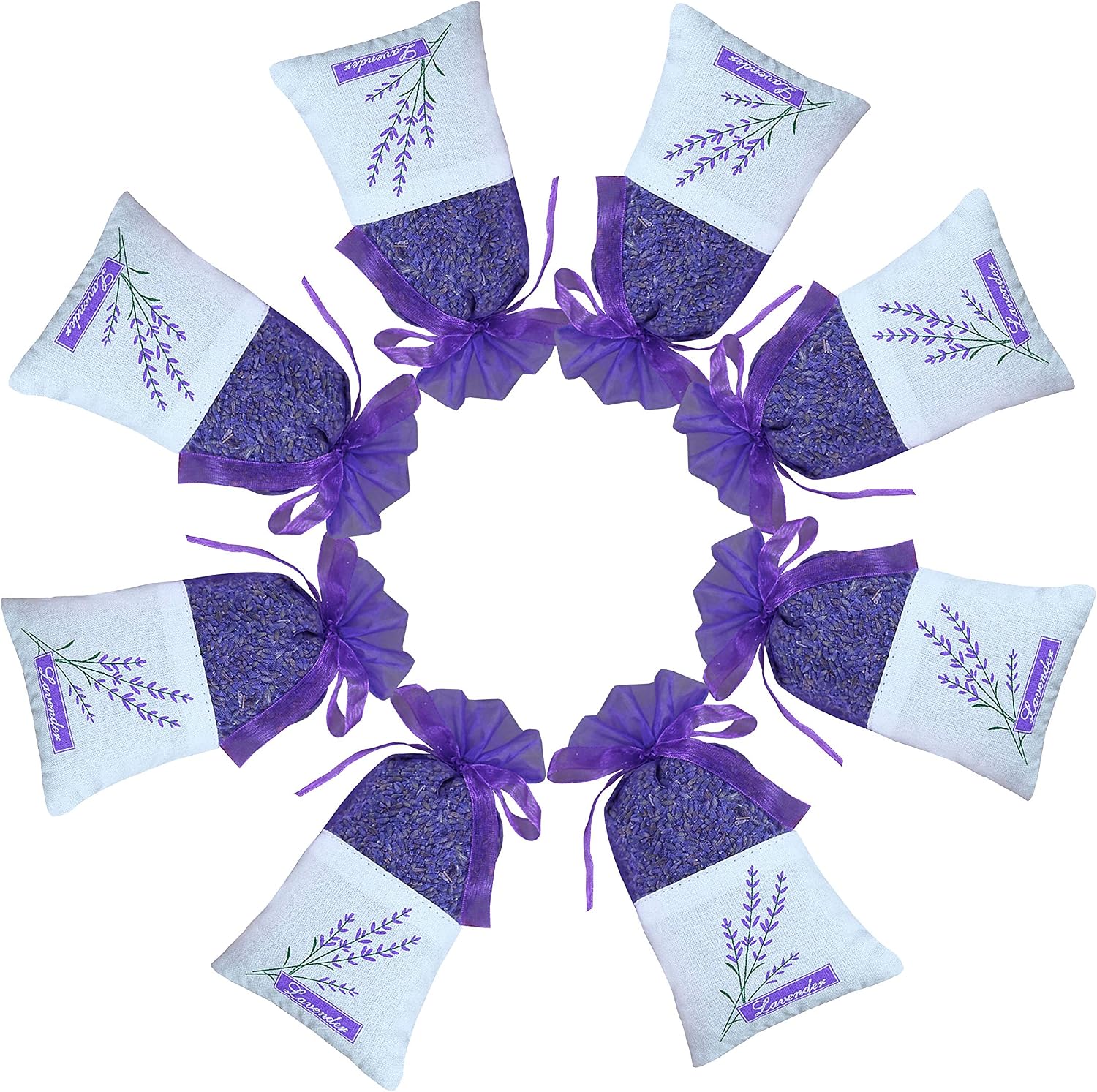 Sanrich 50PCS Lavender Sachet Bags Empty Purple Gauze Ribbons Cotton-Ramie Sacks (deep Purple)