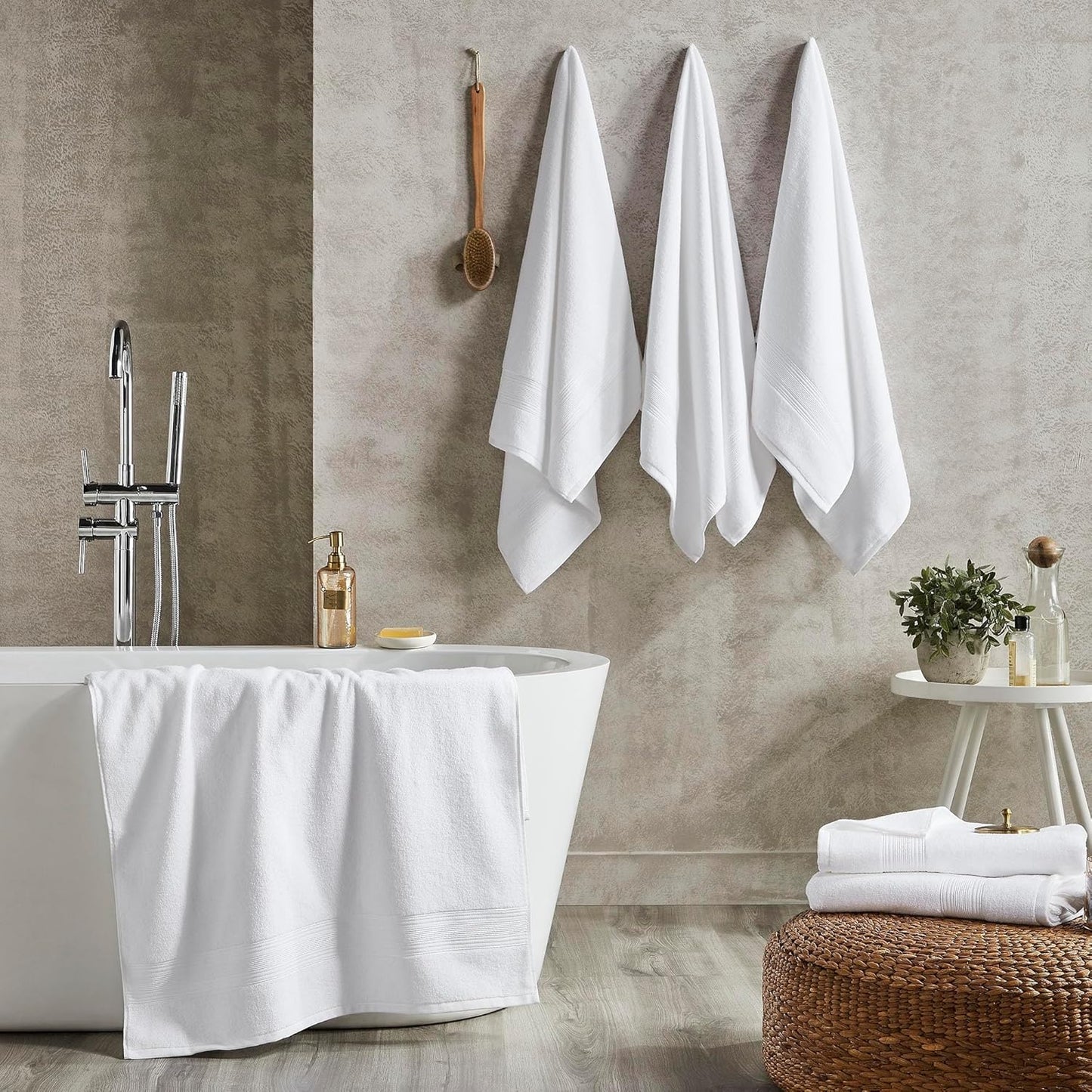 Modern Threads Hotel Collection 6-Pack 100% Ring Spun Cotton, Highly Absorbent Quick Drying Bath Towel Set, White, 24x48
