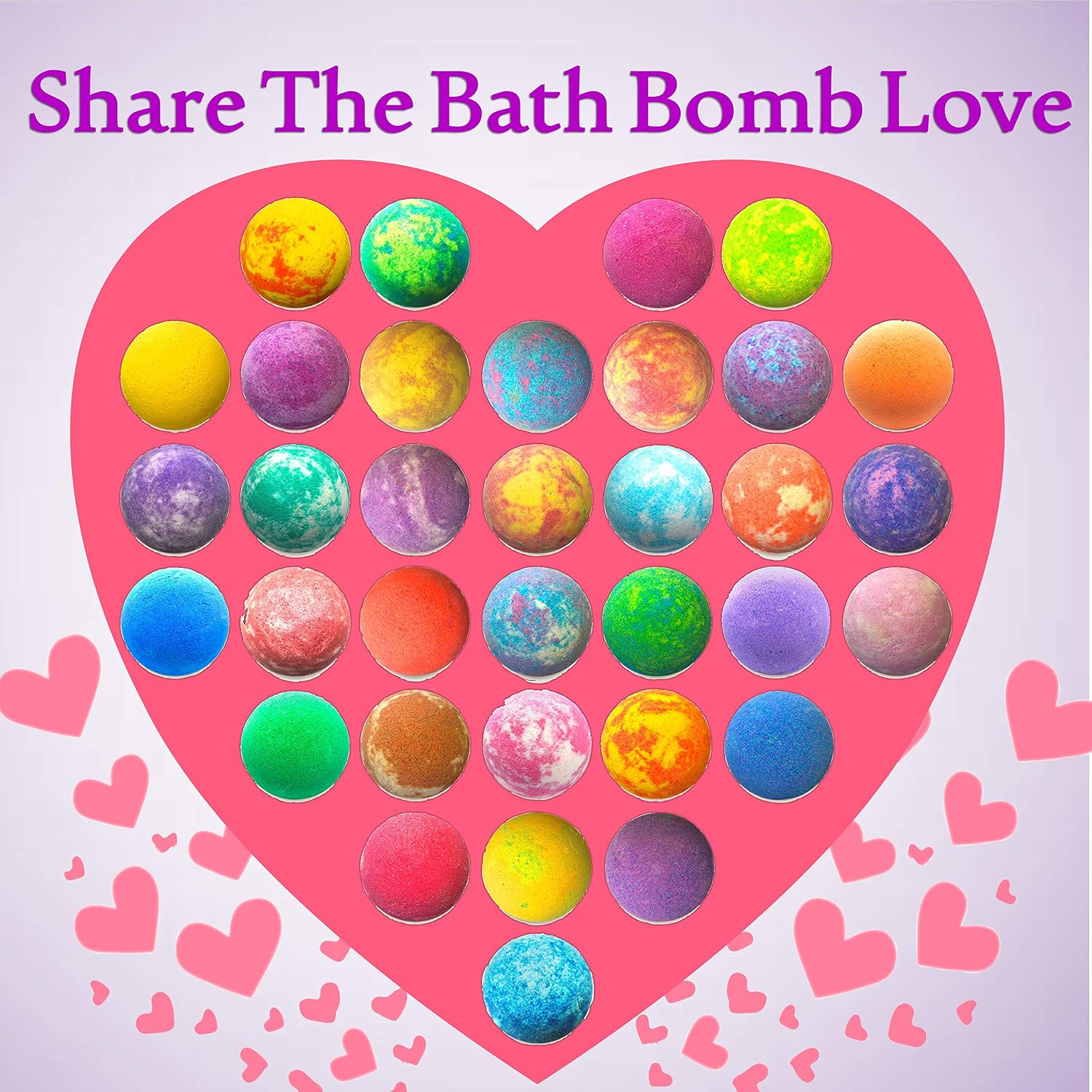 Pure Parker Natural Bath Bombs Bulk 50 Pack with Essential Oils - Moisturizing Gift Set for Women with Shea Butter - Individually Wrapped for Freshness