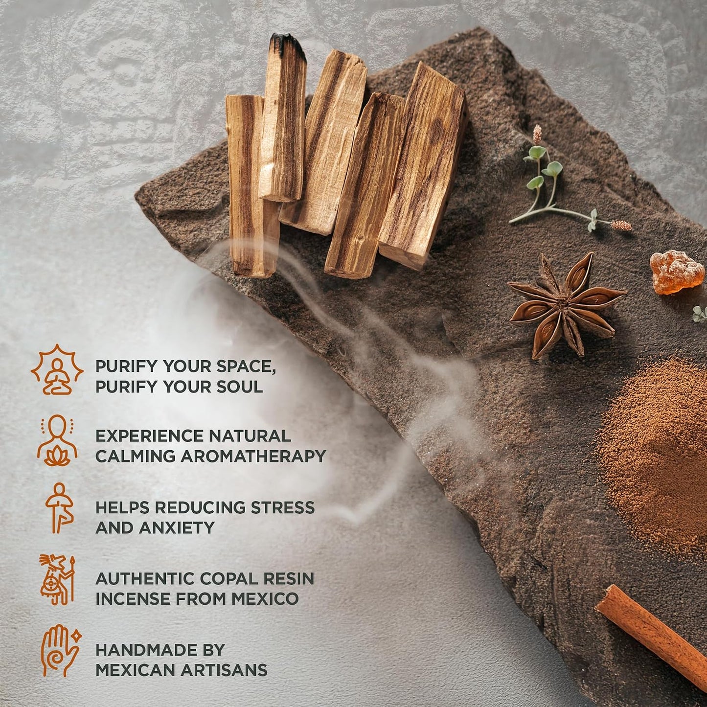 Mix Copal Aztec Incense 40 Sticks Mexico, Palo Santo, Myrrh, Cinnamon, Sandalwood for Yoga & Spiritual Cleansing - Pure Copal Resin Incense for Purifying Energy & Relaxation, JAGUARBIRD