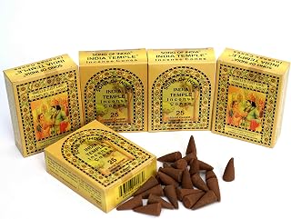 Song of India - India Temple Incense Cones | Natural, Handmade, & Aromatic | 5 x 25 = 125 Cones Total | Sandalwood, Low-Smoke Incense for Wellness, Meditation, Yoga, Relaxation, Spiritual Practices