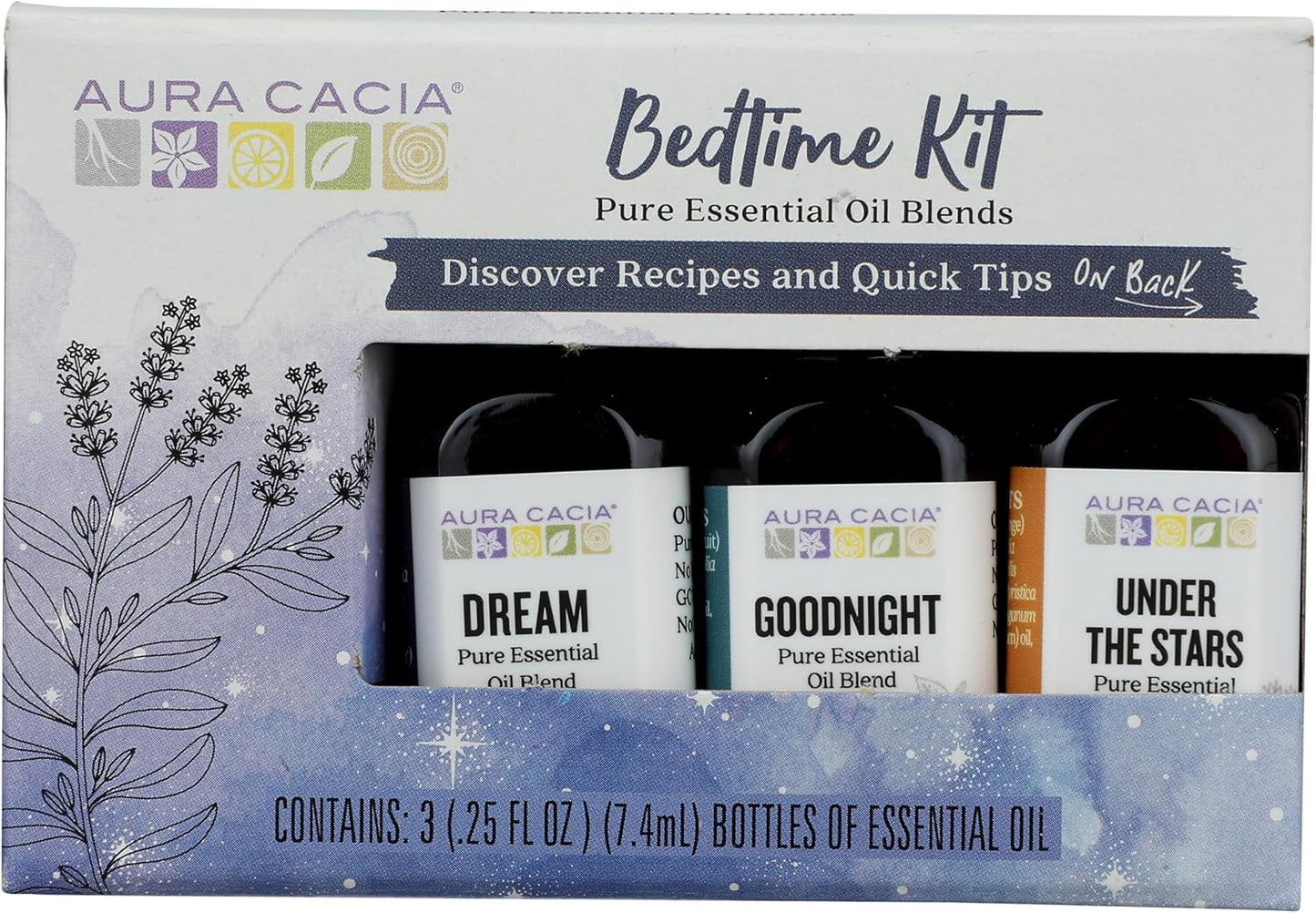 Aura Cacia Bedtime Essential Oil Kit 3 Count, 0.75 Fl Oz