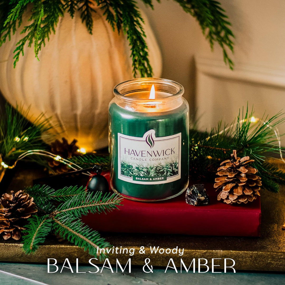 Havenwick Balsam & Amber Soy Candle Long-Lasting