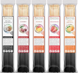 Fruits Incense Sticks Variety Set Bulk 500 Pack Sampler 11" Sticks - 5 Bundles of 100 Sticks Per Bundle. Set Includes - Black Coconut, Cherry, Mango, Strawberry and Sweet Orange