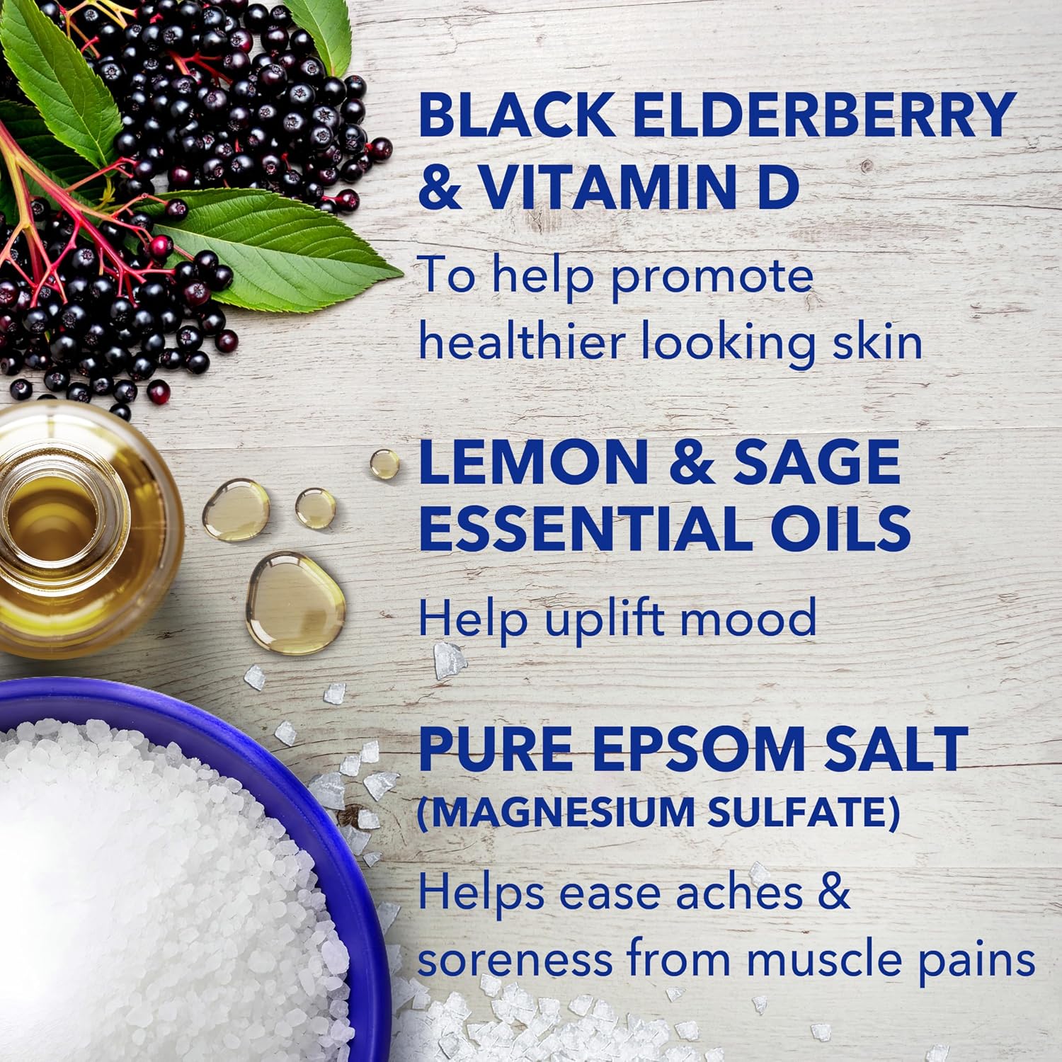Dr Teal's Epsom Salt Magnesium Soak, Black Elderberry with Vitamin D, 3 lbs