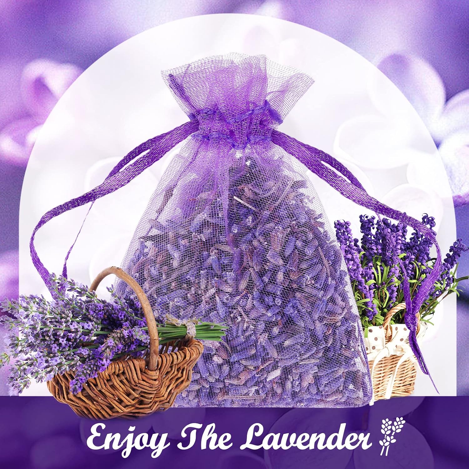 Demissle 160 Pcs Purple Lavender Sachets Bags Bulk French Lavender Sachets for Drawers and Closets Home Fragrance Dried Flower Bridal Shower Wedding Favors Car