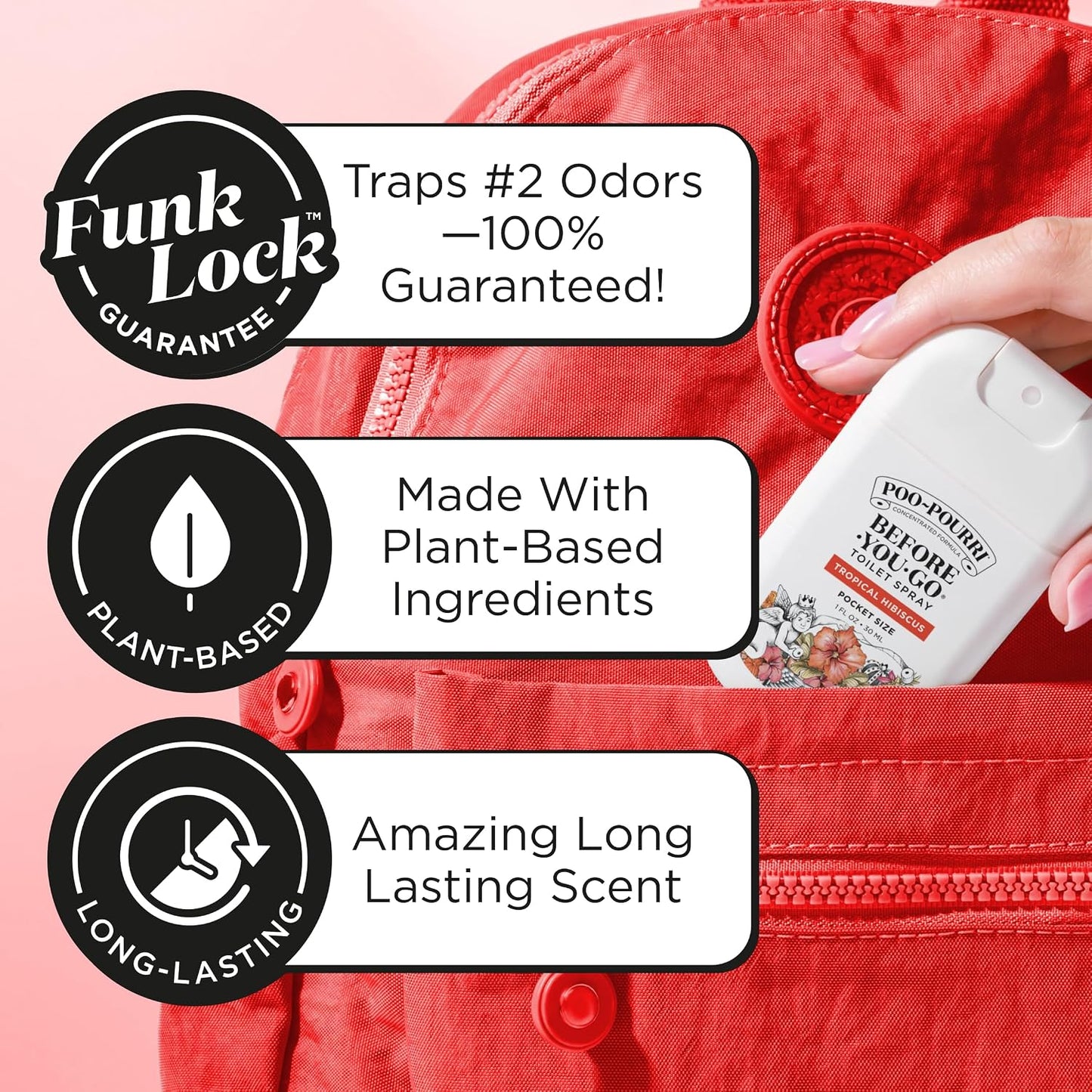 Poo-Pourri Before-You-Go Pocket Toilet Spray, Travel Essentials, Tropical Hibiscus, 1 Fl Oz, Up to 50 Uses, On-The-Go Bathroom Odor Deodorizer with Essential Oils, TSA Approved Size, Hibiscus, Apricot