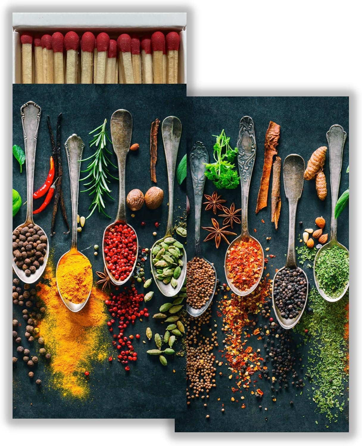 Matchbox Designs of Your Choice (8 Unique Box Designs with 4" Matches) | Decorative & Festive for Home Decor, Gifts, Accessories | Long Safety Matches (Made in Germany)