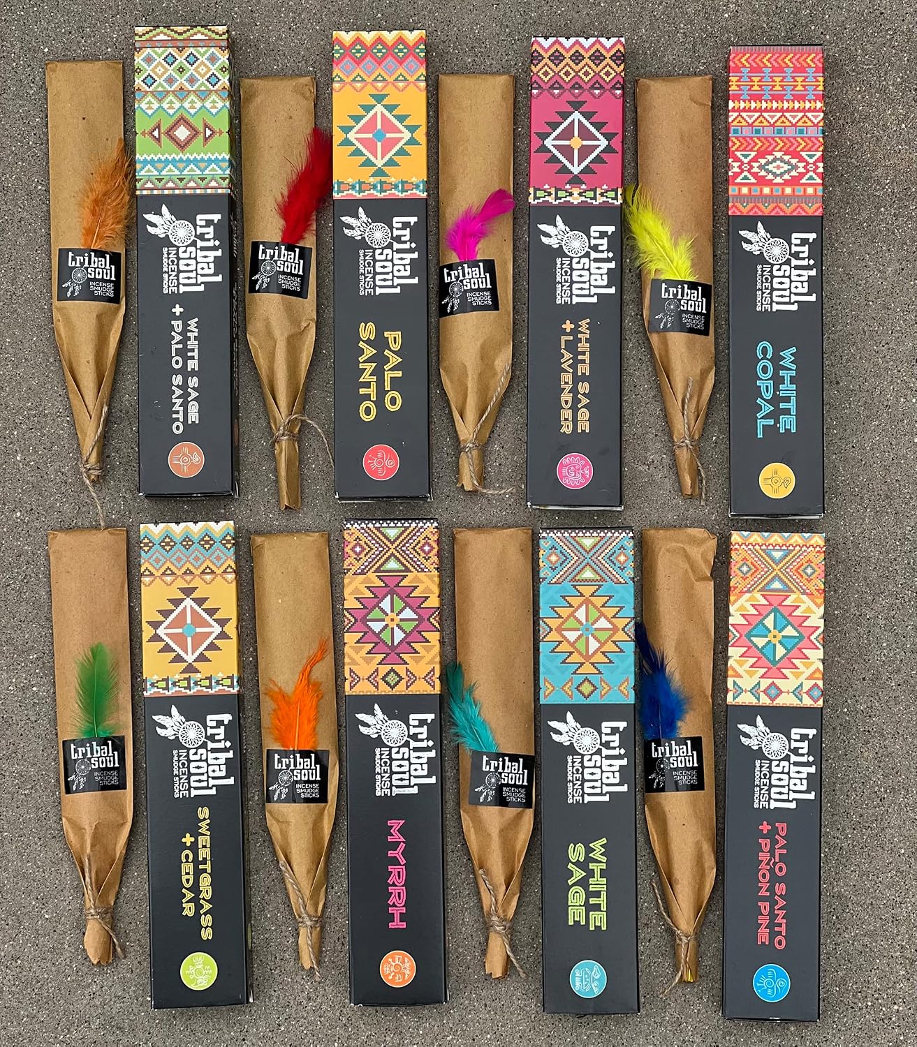 Tribal Soul Premium Incense Smudge Sticks - Assorted Gift Set Includes 8 Fragrances (15g. Each) Wooden Incense Burner Included