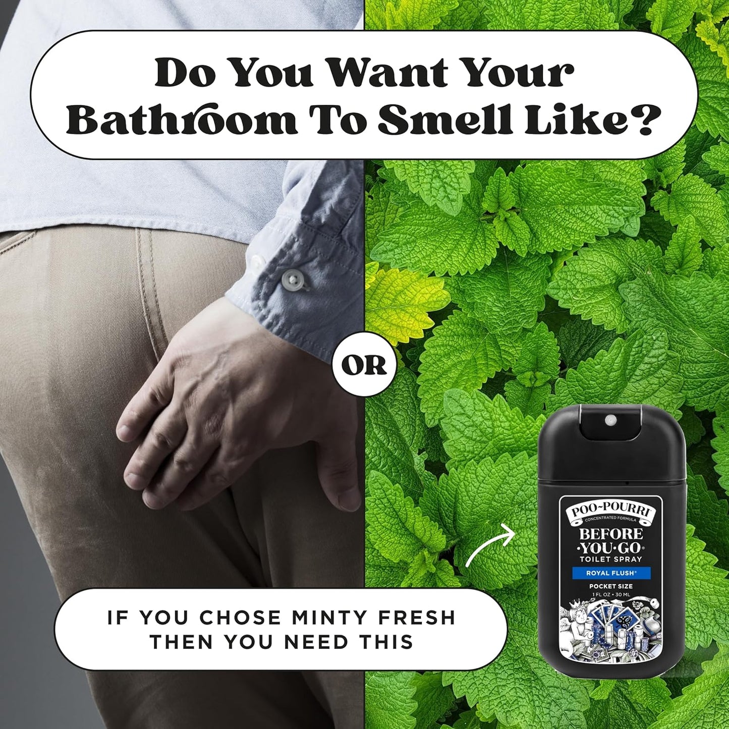 Poo-Pourri Before-You-Go Pocket Toilet Spray, Travel Essentials, Royal Flush, 1 Fl Oz, Up to 50 Uses, On-The-Go Bathroom Odor Deodorizer with Essential Oils, TSA Approved Size, Eucalyptus & Spearmint