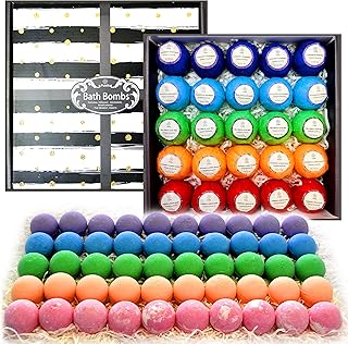 Relaxing Bath Bombs for Men & Women! 50 Wholesale Bath Bombs Individually Wrapped. Bulk Aromatherapy Essential Oil Bath Bombs for Adults Teens Kids! Bath Fizzies #1 Best Pampering Gifts for Women!