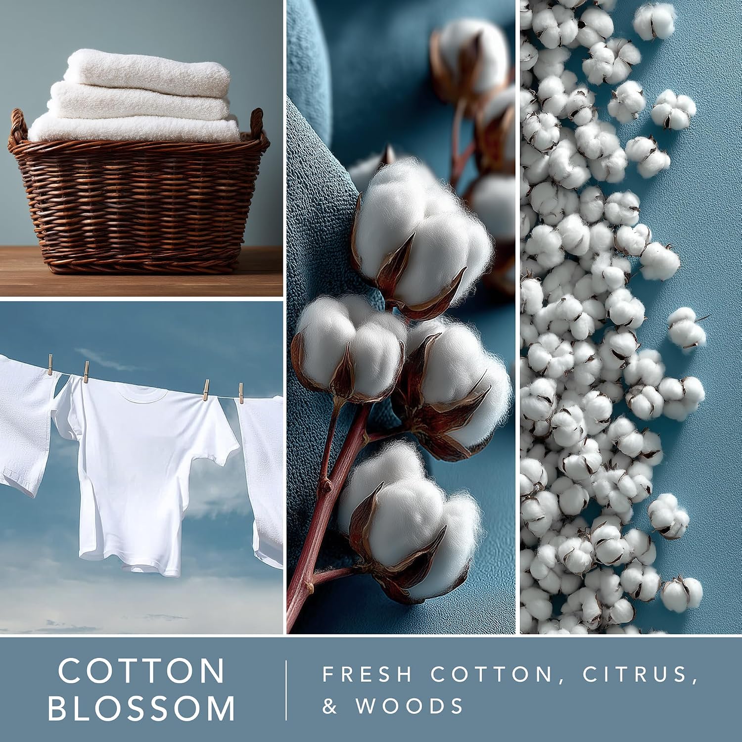 Scentsationals Cotton Blossom Scented Wax Melts - Fresh Cotton, Citrus, & Woods, 10oz (24 Cubes)