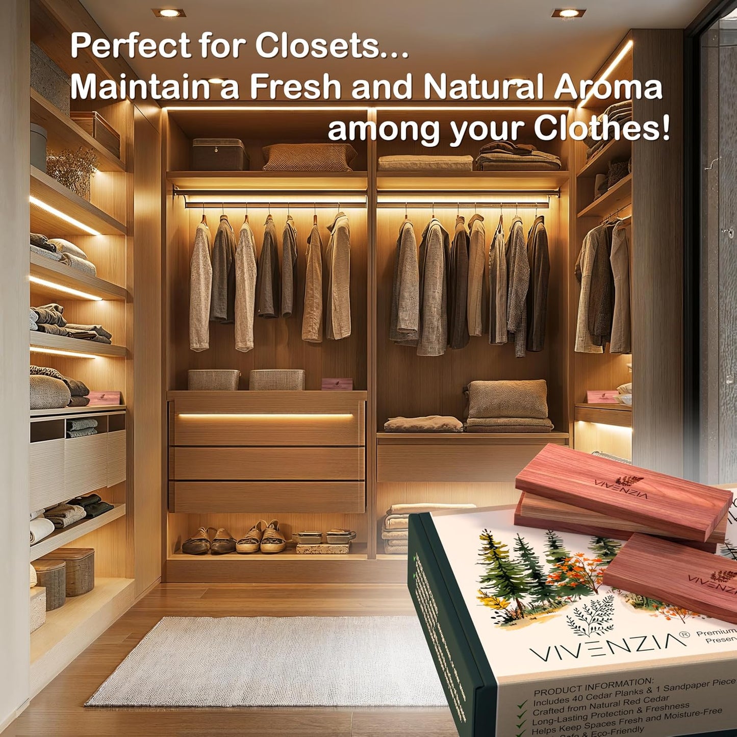 Lavender & Cedar Bundle – 20 Sachets (10 Lavender & 10 Cedar) and 40 Planks for Closet and Drawer Freshness.