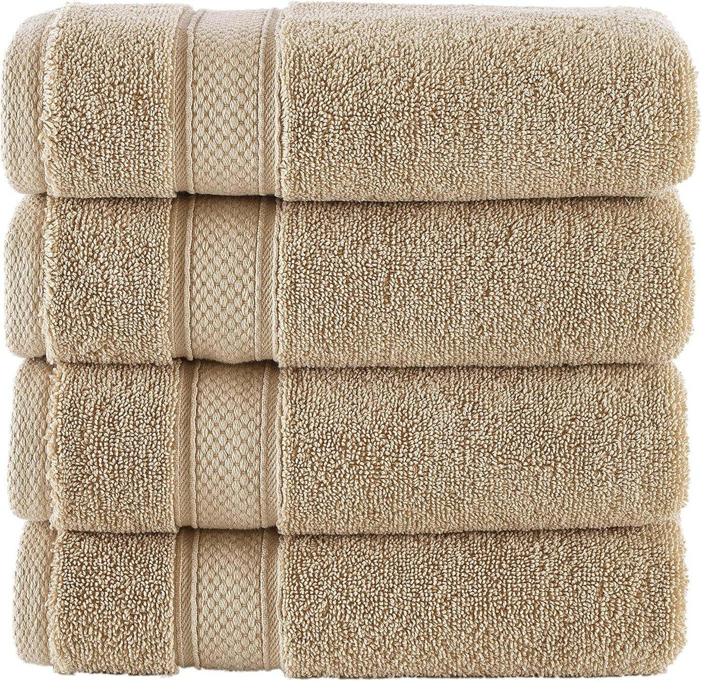 NOVA Luxury Linen - Hotel Quality Turkish Towel Set for Bathroom (4 Pcs Hand Towel Set, Warmsand Beige)