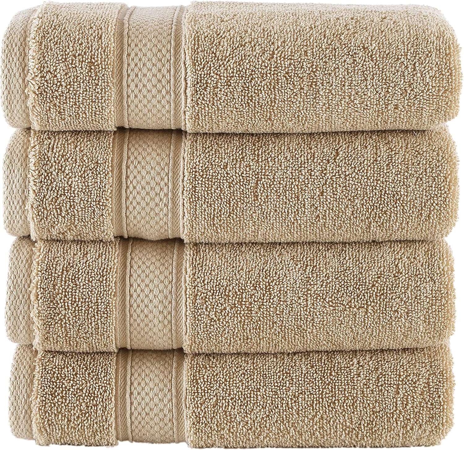 NOVA Luxury Linen - Hotel Quality Turkish Towel Set for Bathroom (4 Pcs Hand Towel Set, Warmsand Beige)