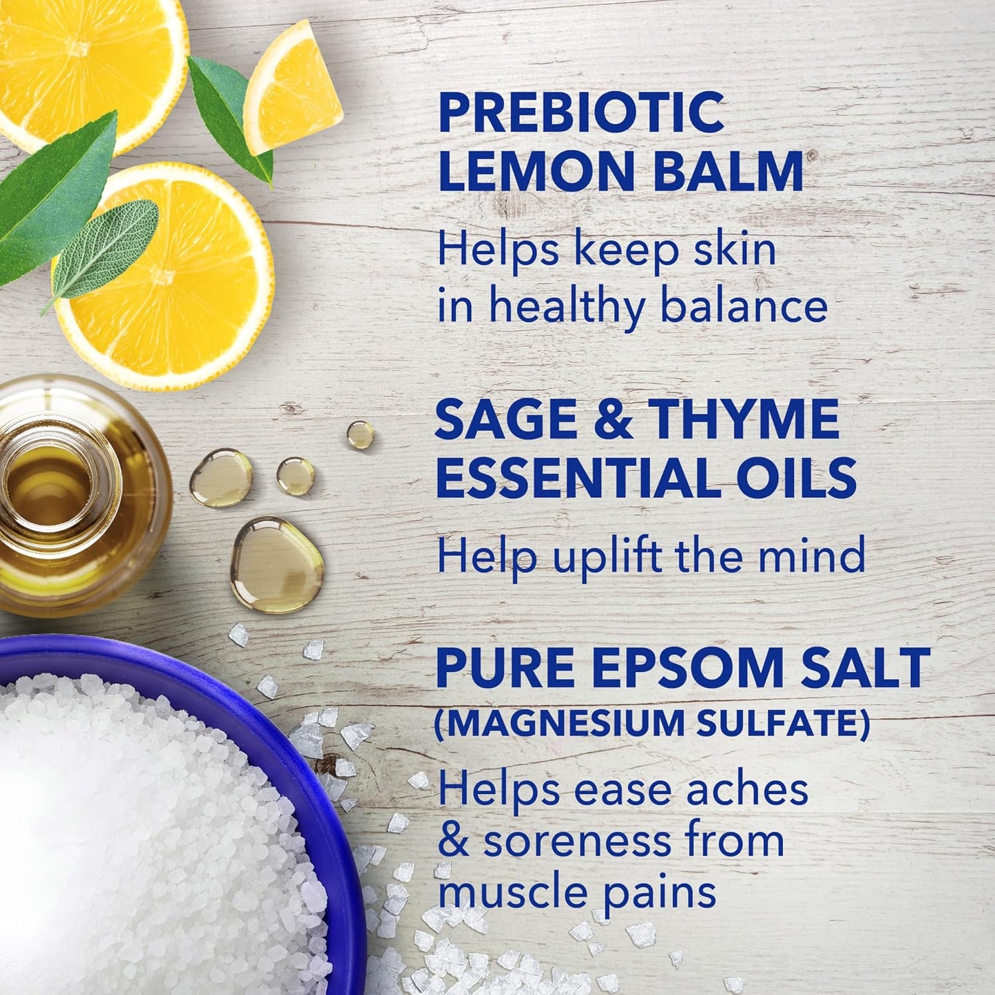 Dr Teal's Epsom Salt Magnesium Soak, Prebiotic Lemon Balm & Sage, 3 lbs