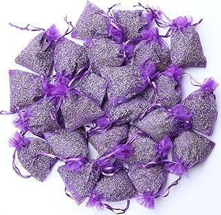 WEALD TRIBE 100% Pure Natural Sun Dried Lavender Sachets for Drawers Closets Wardrobes, 24 Packs Home Fragrance Fresh Air Bags